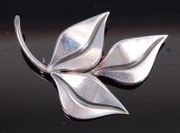 Lot 225 - John Lauritzen - a Danish sterling silver leaf...