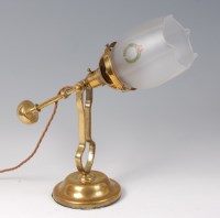 Lot 255 - An Art Nouveau brass desk lamp, having...