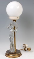 Lot 256 - An Art Deco table lamp, mounted with a spelter...