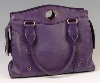 Lot 308 - A Celine purple leather shoulder bag, having...