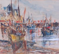 Lot 324 - Modern British School - Boats in a Cornish...