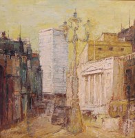 Lot 335 - Ronald Copping - London Street Scene, palette...