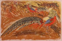 Lot 356 - David Kosler - Pheasants, lithograph printed...