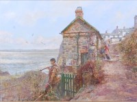 Lot 371 - Michael Lees - A Fisherman before Cornish...