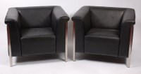 Lot 468 - A pair of 1980s brushed steel and black...