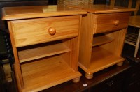 Lot 1290 - A pair of modern pine single drawer bedside...