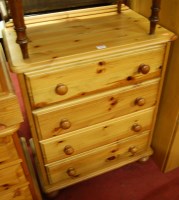 Lot 1444 - A modern pine round cornered chest of four...
