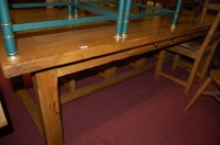 Lot 1477 - A contemporary joined elm plank top refectory...