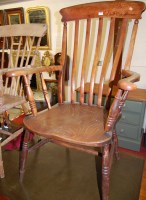 Lot 1483 - A circa 1900 elm and beech slatback farmhouse...