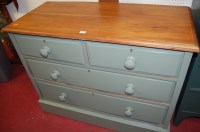 Lot 1492 - An Edwardian walnut green painted chest of two...