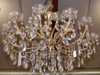 Lot 1336 - A French brass and cut glass hanging...