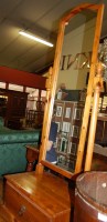 Lot 1379 - A modern pine cheval mirror having single...