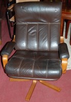 Lot 1405 - A 1960s chocolate brown leather and formed...