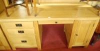 Lot 1441 - A contemporary light oak kneehole desk, width...