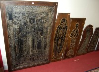 Lot 1188 - A collection of eight various oak brass figure...