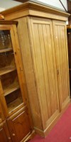 Lot 1205 - An Edwardian ash double door linen cupboard,...