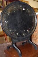 Lot 1261 - A Victorian papier-mâché and mother of pearl...