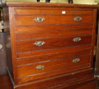 Lot 1279 - An Edwardian walnut squarefront chest of three...