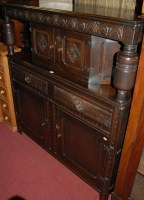Lot 1326 - A 17th century style joined and moulded oak...