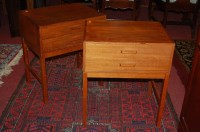Lot 1329 - A pair of 1970s teak two-drawer bedside tables,...