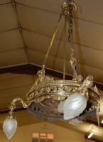 Lot 1334 - A circa 1900 French brass four light hanging...