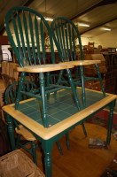 Lot 1346 - A modern rubberwood part green painted and...