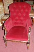 Lot 1408 - An early Victorian rosewood framed and red...