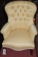 Lot 1413 - A Victorian style mahogany framed and yellow...