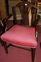 Lot 1418 - A mahogany Hepplewhite style elbow chair,...