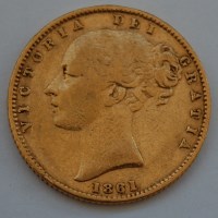 Lot 171A - Great Britain, 1861 gold full sovereign,...