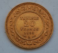 Lot 173 - Tunisia, 1892 gold 20 franc, Ali III Beg Ibn...