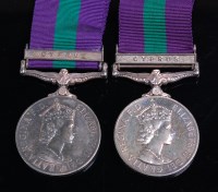 Lot 636 - Two E.R. II General Service medals, each with...