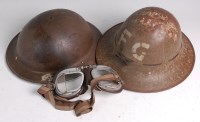 Lot 689 - A WW II Zuckerman Fire Guard steel helmet,...