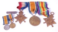 Lot 519 - A family group of five WW I medals to include,...