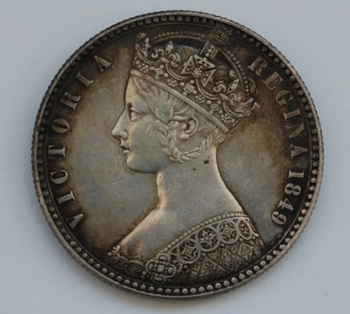 Lot 17 - Great Britain, 1849 florin, Queen Victoria...