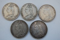 Lot 47 - Great Britain, 5 Victorian jubilee head silver...