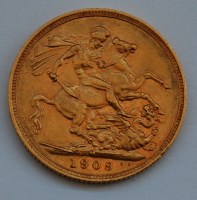 Lot 104 - Great Britain, 1909 gold full sovereign,...