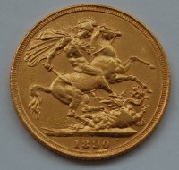 Lot 123 - Great Britain, 1890 gold full sovereign,...