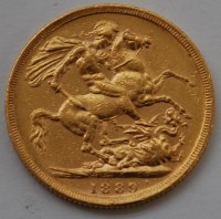 Lot 130 - Great Britain, 1889 gold full sovereign,...