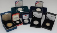 Lot 235 - Seven various cased silver proof coins, to...