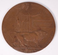 Lot 420 - A WW I bronze memorial plaque naming Charles...