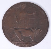 Lot 429 - A WW I bronze memorial plaque, naming Stanley...