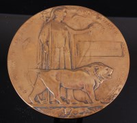 Lot 443 - A WW I bronze memorial plaque, naming William...