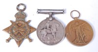 Lot 466 - A WW I 1914-15 Star, British War and Victory...