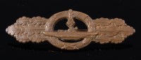 Lot 545 - A German U-boat Combat clasp marked verso...