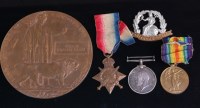 Lot 666 - A WW I Casualty group to include bronze...