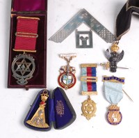 Lot 667 - A Victorian Masonic silver set square jewel,...