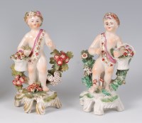 Lot 1046 - A pair of Bow porcelain figures of putti, each...