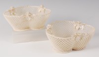 Lot 1053 - A pair of second period Belleek porcelain...