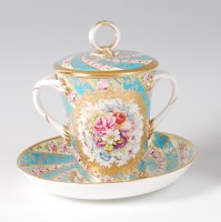 Lot 1055 - A Lynton Porcelain Co loving cup and cover on...